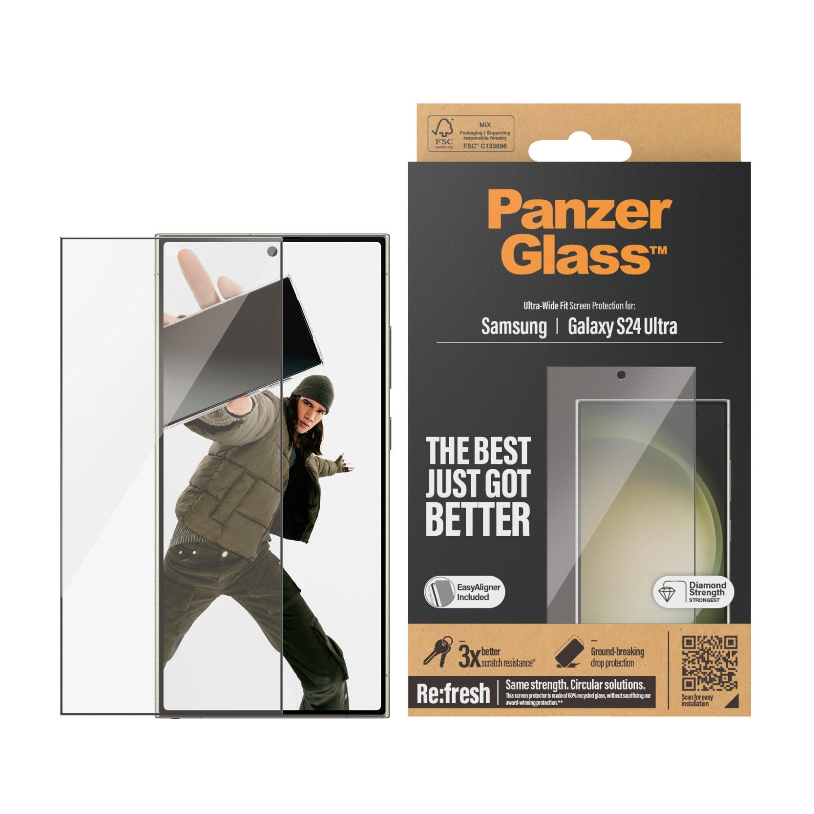PanzerGlass® Skærmbeskyttelse Samsung Galaxy S24 Ultra | Ultra-Wide Fit m. EasyAligner